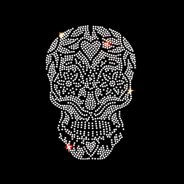 Skull Rhinestone Transfer Bling Hot Fix Iron on Patch Motif Design Transfer TT-388