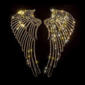 Wing Rhinestone Transfer Bling Hot Fix Iron on Patch Motif Design Transfer TT-626