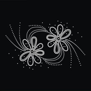 Flower Rhinestone Transfer Bling Hot Fix Iron on Patch Motif Design Transfer TT-194