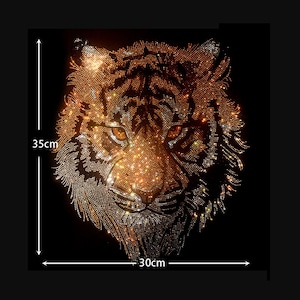 Tiger Rhinestone Transfer Bling Hot Fix Iron on Patch Motif Design Transfer TT-675