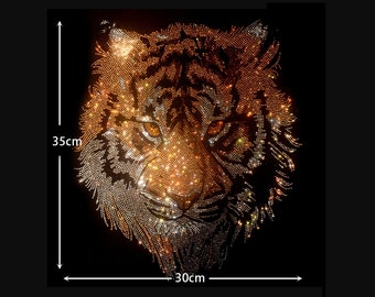 Tiger Rhinestone Transfer Bling Hot Fix Iron on Patch Motif Design Transfer TT-675