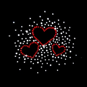 Heart Rhinestone Transfer Bling Hot Fix Iron on Patch Motif Design Transfer TT-279