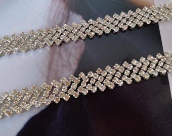 Klare Strassbekleidung Klare Kristallkette Hochzeit Strass Franse Strass Kette Strasskante Cup-Kette Applikation RH-023