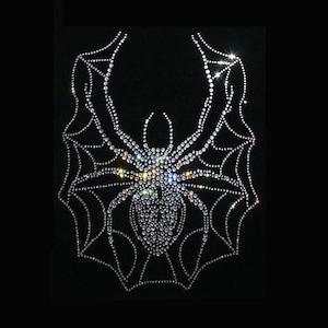 Spider Rhinestone Transfer Bling Hot Fix Iron on Patch Motif Design Transfer TT-083