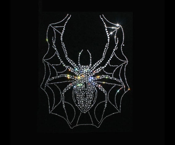 Spider Rhinestone Transfer Bling Hot Fix Iron on Patch Motif