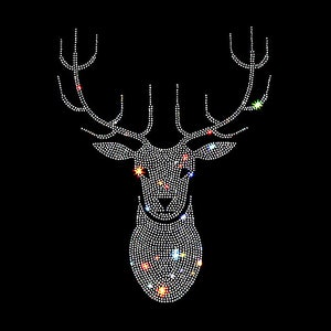 Moose Rhinestone Transfer Bling Hot Fix Iron on Patch Motif Design Transfer TT-593
