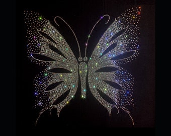 Butterfly Rhinestone Transfer Bling Hot Fix Iron on Patch Motif Design Transfer TT-640
