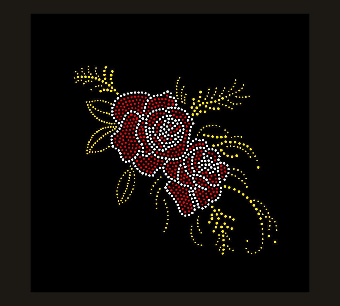 Rose Flower Rhinestone Transfer Bling Hot Fix Iron on Patch Motif ...