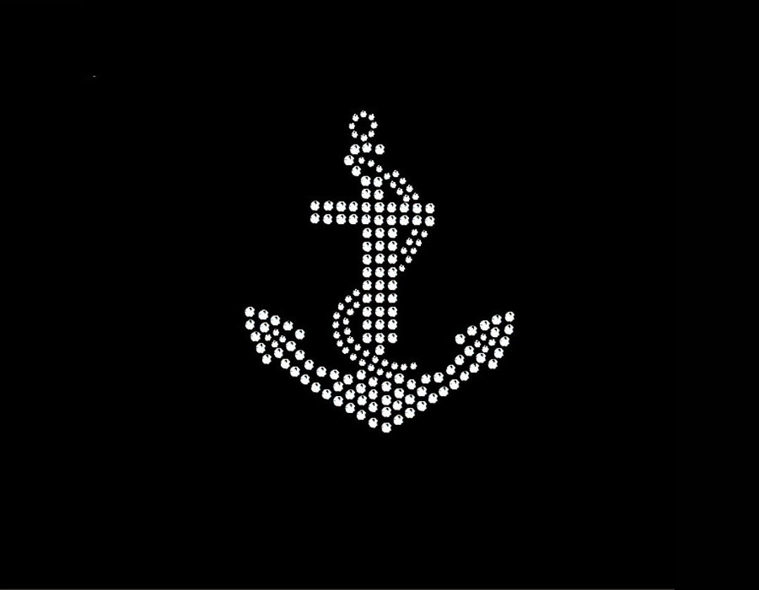 Usmc Rhinestone Transfer Marine Anchor Rhinestone Transfer Bling Hot Fix Iron on Patch Motif ...
