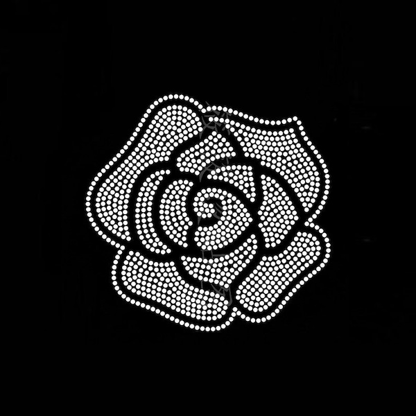 Flower Rose Rhinestone Transfer Bling Hot Fix Iron on Patch Motif Design Transfer TT-401