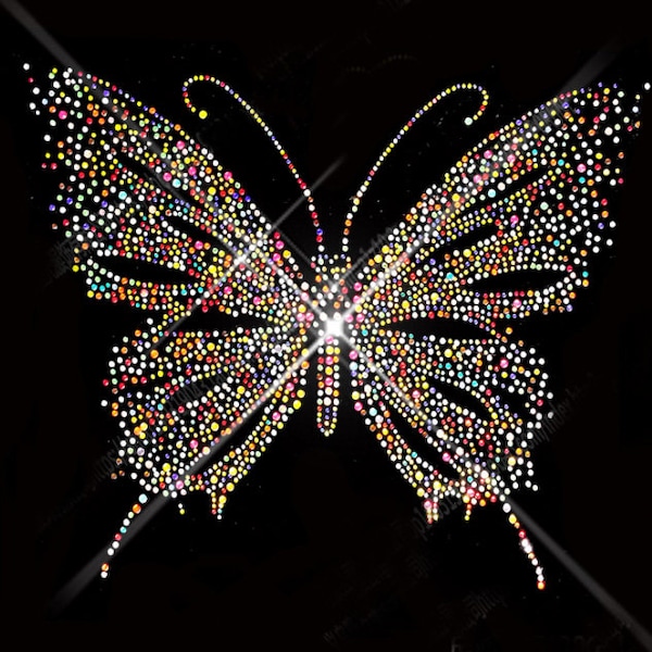 Butterfly Rhinestone Transfer Bling Hot Fix Iron on Patch Motif Design Transfer TT-095