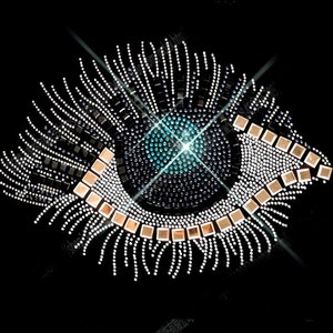 Eye Rhinestone Transfer Bling Hot Fix Iron on Patch Motif Design Transfer TT-101