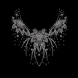 Flower Rhinestone Transfer Bling Hot Fix Iron on Patch Motif Design Transfer TT-050