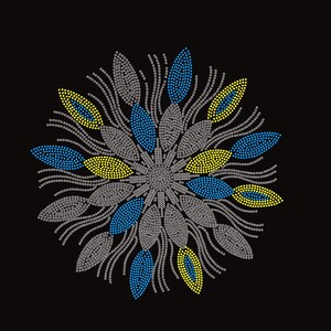 Flower Rhinestone Transfer Bling Hot Fix Iron on Patch Motif Design Transfer TT-526