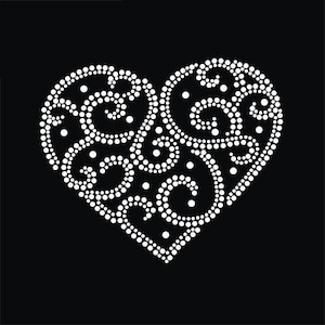 Heart Rhinestone Transfer Bling Hot Fix Iron on Patch Motif Design Transfer TT-198