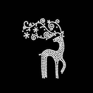Deer Rhinestone Transfer Bling Hot Fix Iron on Patch Motif Design Transfer TT-318