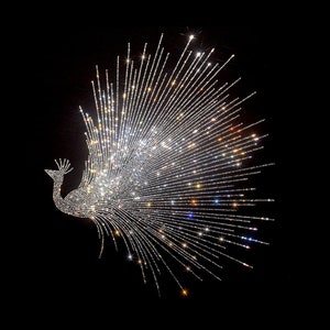 Peacock Rhinestone Transfer Bling Hot Fix Iron on Patch Motif Design Transfer TT-531