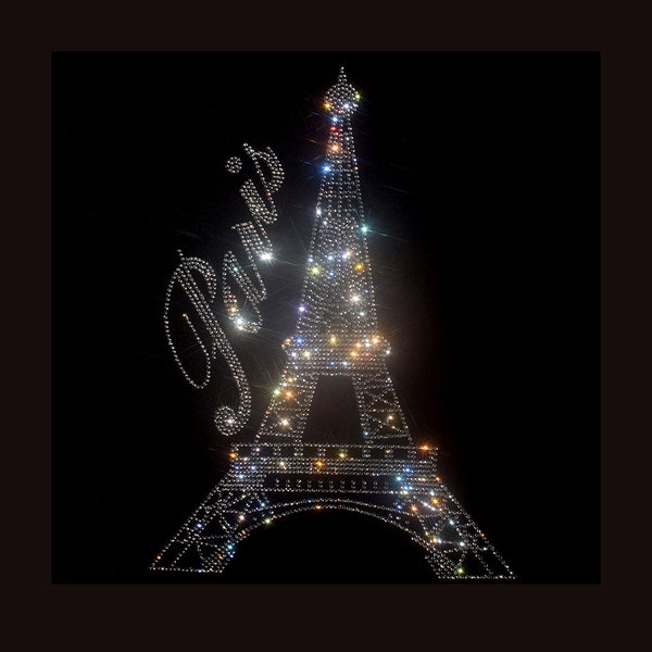 The Eiffel Tower Rhinestone Transfer Bling Hot Fix Iron on Patch Motif Design Transfer TT-616