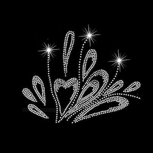 Flower Rhinestone Transfer Bling Hot Fix Iron on Patch Motif Design Transfer TT-032