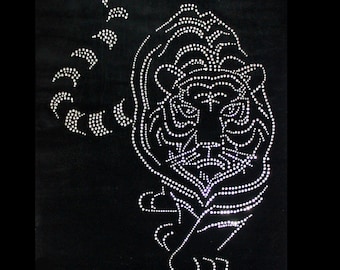 Tiger Strass Transfer Bling Hot Fix Iron op Patch Motif Design Transfer TT-097