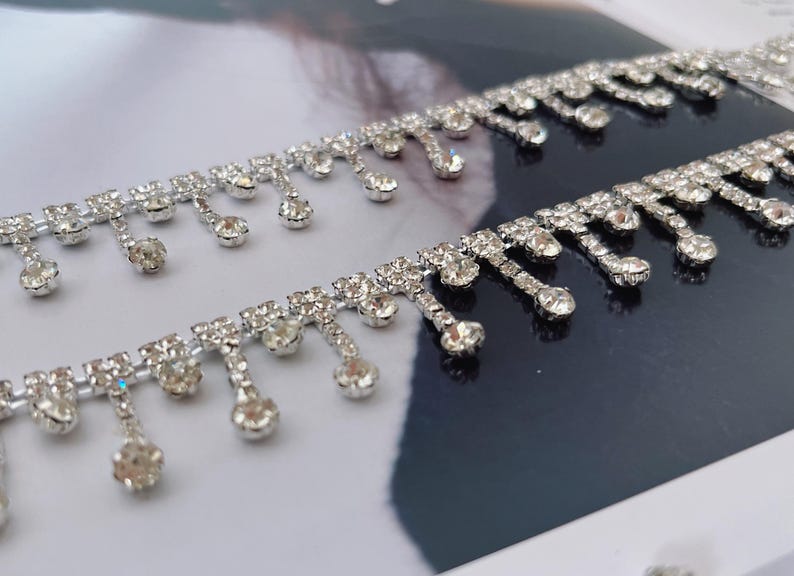 Clear Rhinestone Trims Clear Rhinestone Trim Clear Crystal Chain Wedding Rhinestone Fringe ...