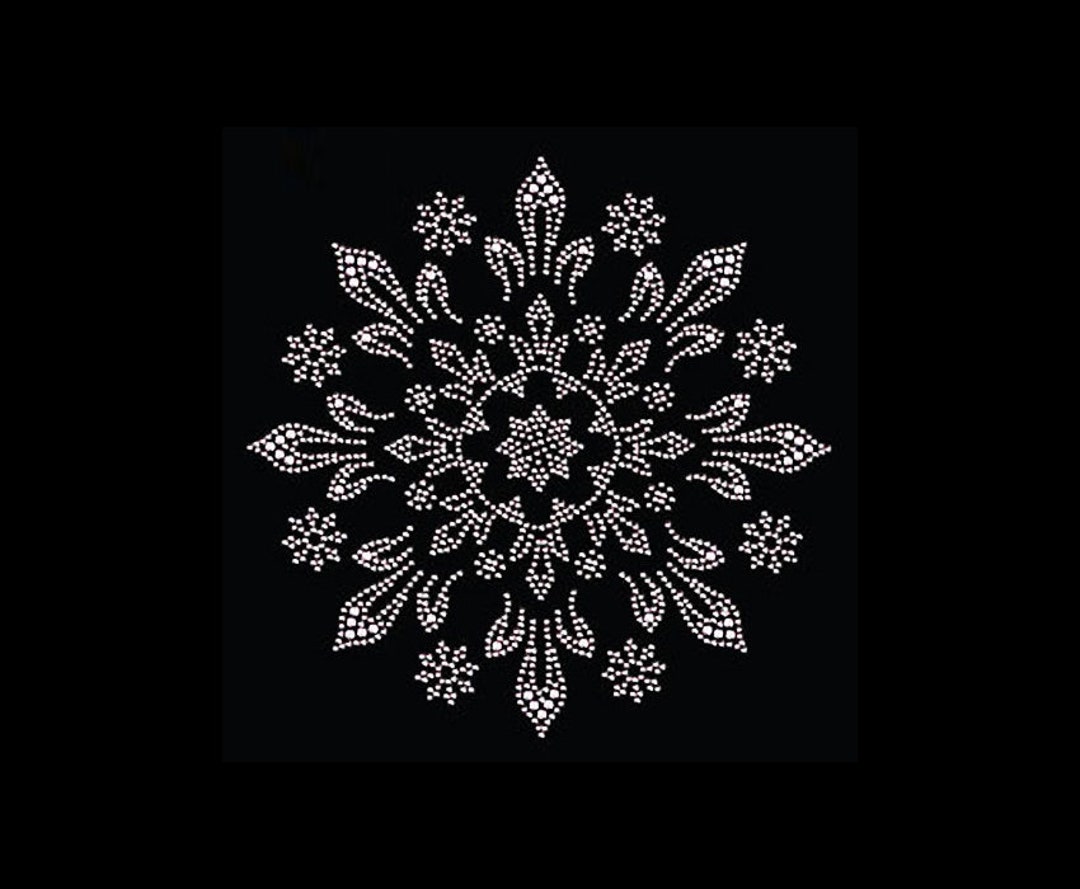 Flower Rhinestone Transfer Bling Hot Fix Iron on Patch Motif Design ...