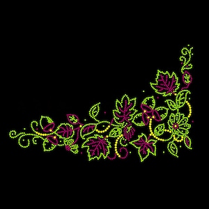 Flower Rhinestone Transfer Bling Hot Fix Iron on Patch Motif Design Transfer TT-321