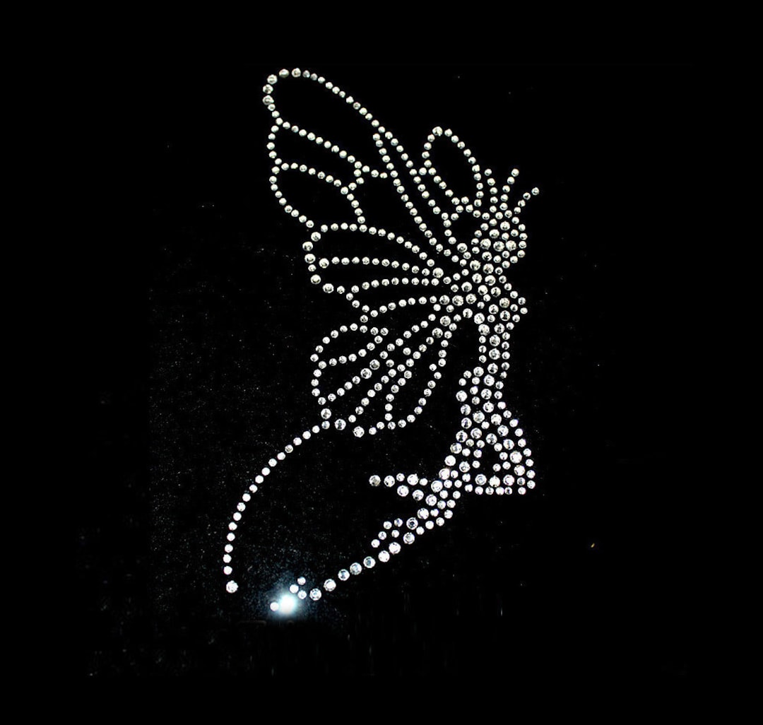 Butterfly Rhinestone Transfer Bling Hot Fix Iron on Patch Motif Design ...