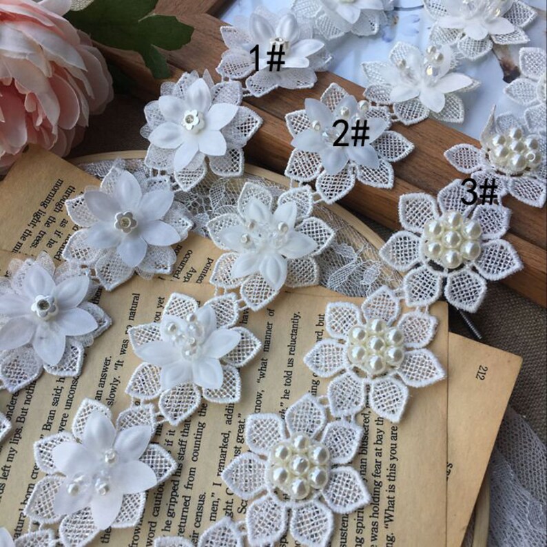 12 Yard Flower Lace Flowers Trim Beaded Lace Trimming Costume Embellishment Dress Embellishment DIY Supplies BT194
