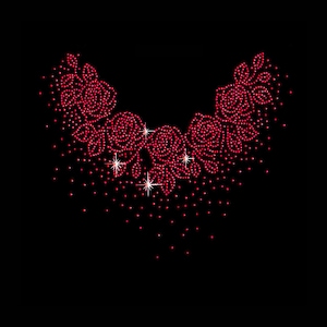 Flower Rhinestone Transfer Bling Hot Fix Iron on Patch Motif Design Transfer TT-161