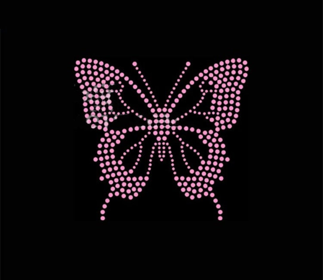 Butterfly Rhinestone Transfer Bling Hot Fix Iron on Patch Motif Design ...