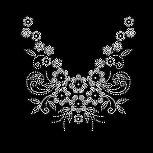 Flower Rhinestone Transfer Bling Hot Fix Iron on Patch Motif Design Transfer TT-292