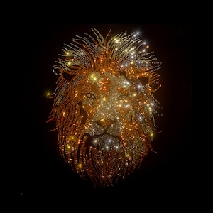 Lion Rhinestone Transfer Bling Hot Fix Iron on Patch Motif Design Transfer TT-489