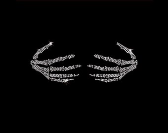 Gothic Skull Hand Rhinestone Transfer Bling Hot Fix Fer sur Patch Motif Design Transfer TT-066