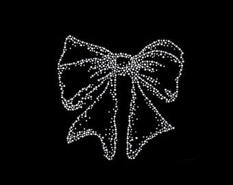 Bow Rhinestone Transfer Bling Hot Fix Iron on Patch Motif Design Transfer TT-048