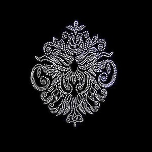 Flower Rhinestone Transfer Bling Hot Fix Iron on Patch Motif Design Transfer TT-034
