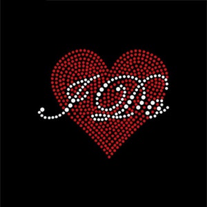 Heart Rhinestone Transfer Bling Hot Fix Iron on Patch Motif Design Transfer TT-548