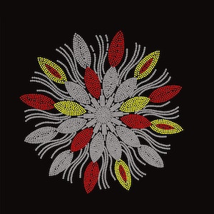 Flower Rhinestone Transfer Bling Hot Fix Iron on Patch Motif Design Transfer TT-526