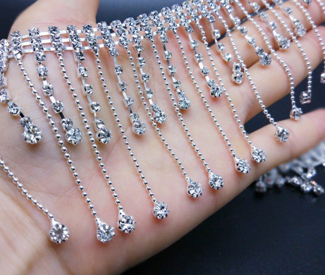 Clear Rhinestone Trim Clear Crystal Chain Wedding Rhinestone Fringe ...