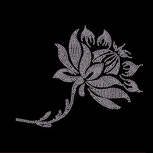 Flower Rhinestone Transfer Bling Hot Fix Iron on Patch Motif Design Transfer TT-025