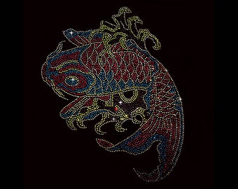 Fish Rhinestone Transfer Bling Hot Fix Iron on Patch Motif Design Transfer TT-254