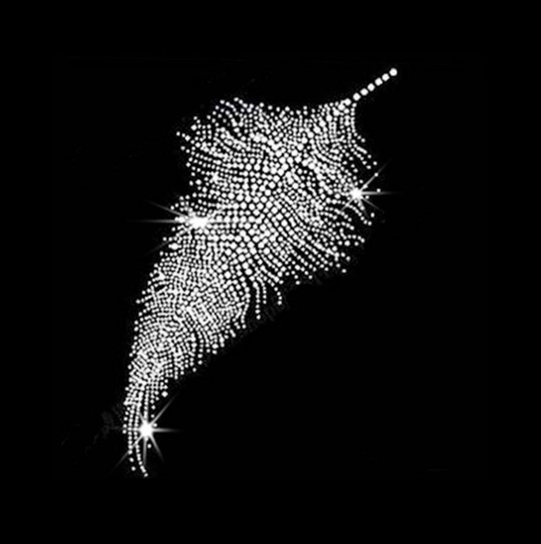 Feather Rhinestone Transfer Bling Hot Fix Iron on Patch Motif Design ...