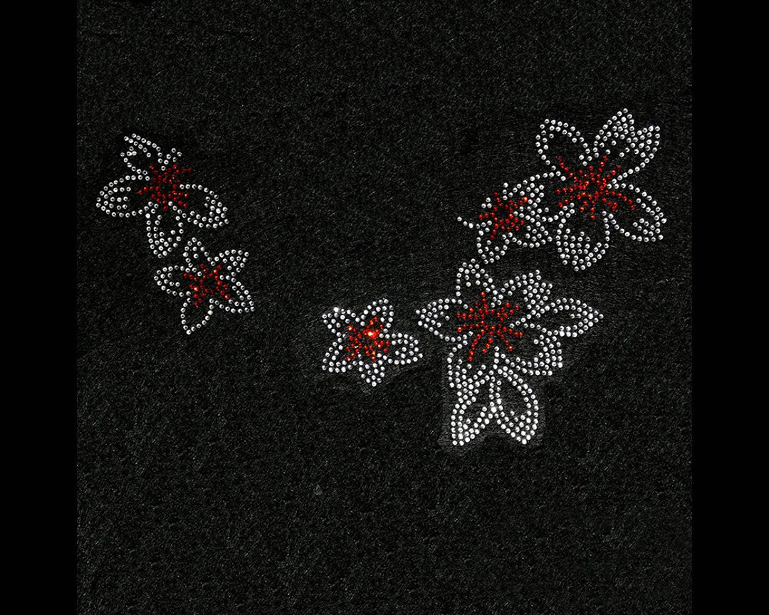 Flower Rhinestone Transfer Bling Hot Fix Iron on Patch Motif Design ...