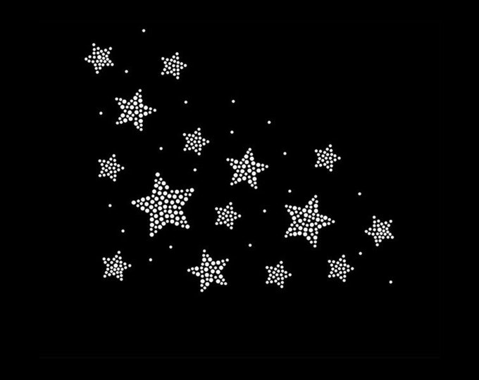 4x 100mm Filled Star iron on Rhinestone Transfer crystal hotfix t-shirt transfer | UK