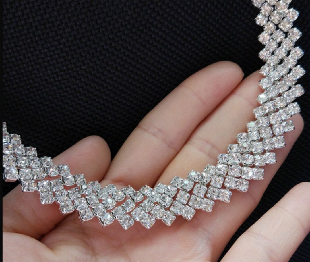 Clear Rhinestone Trim Clear Crystal Chain Wedding Rhinestone Fringe ...