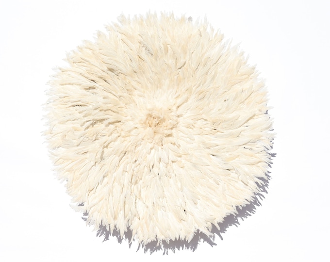 Feather Juju Hat - Ivory feathers wall art wall hanging African art ceremonial art