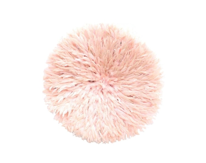 Blush Pink Juju Hat Wall Decor – Handmade Dyed Feather African Headdress, Boho Tribal Wall Art, Modern Statement Home Accent