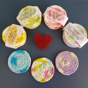 Assorbenti viso riutilizzabiliFace Scrubbies - 100% cotone, scrub viso, scrub all&#39;uncinetto, tamponi per il trucco, scrub viso in cotone, regalo per lei