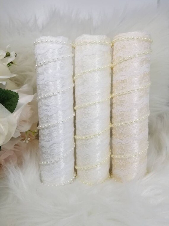 Wedding Bouquet Holder Satin Ribbon Wrapped White Ivory Ivory Creme Lace Wedding Bouquet Holder Satin Ribbon Wrapped White Ivory Ivory Creme Lace