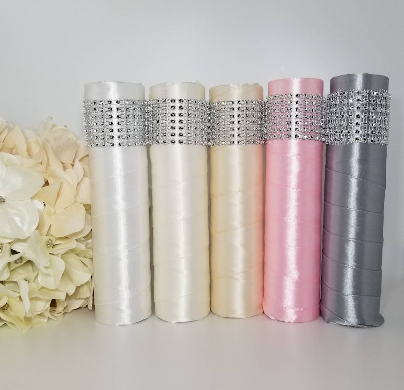 Bling Mesh Satin Wrapped Bouquet Holders Plastic Tubes